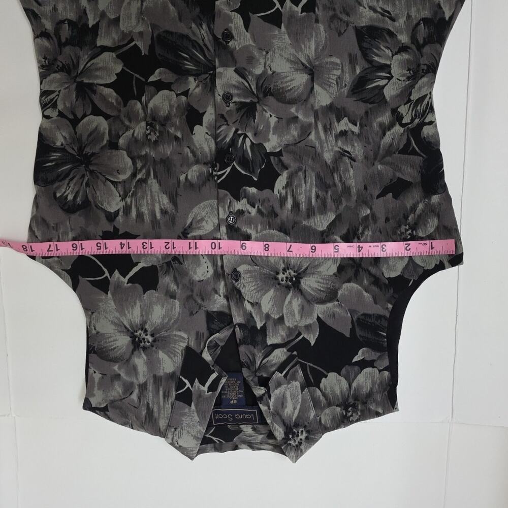 Laura Scott Petite 2 Pc Floral Sleeveless Top + Skirt Set Career Office Gray 6P - Picture 7 of 11